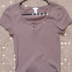 Cropped Plain Button-Up